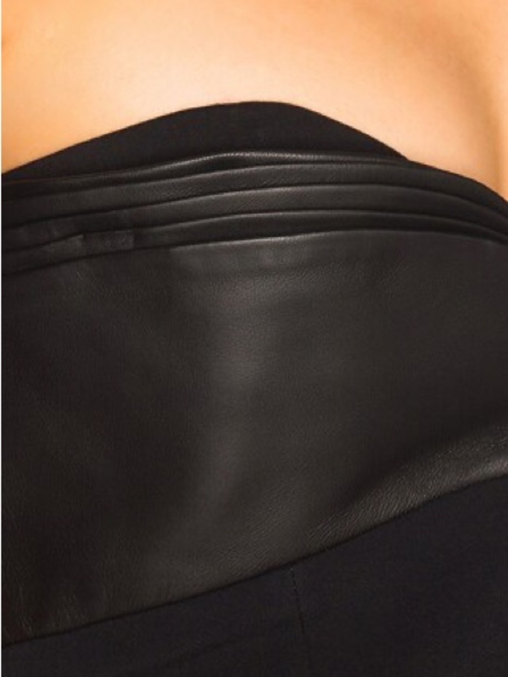 Brandon Maxwell Black Dress Leather Strapless 6 Cocktail Party Wedding Guest 🟡 - Picture 8 of 16